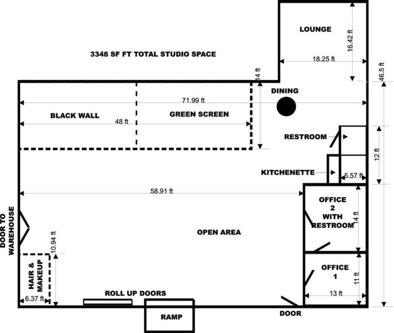 A floor plan for a studio apartment.