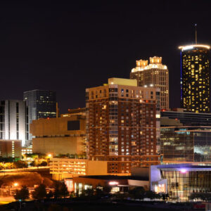 Atlanta Skyline Backdrop at night.