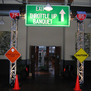 A building with a sign that reads "Banquet Entrance".