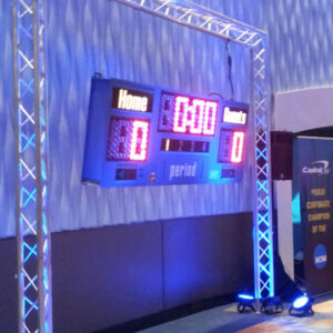 A Regulation Scoreboard in a conference room.