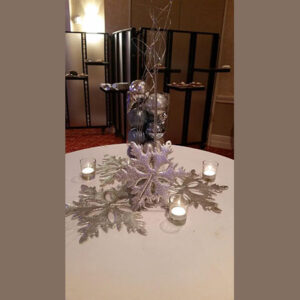 A Winter Table Centerpieces on a table.