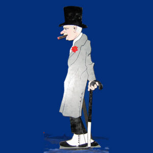 A cartoon of The Roaring Twenties with a top hat and cane.