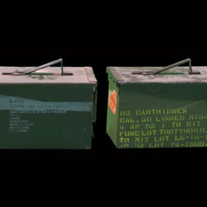 Two green Ammunition Cans on a black background.