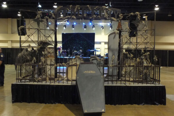 A display of Gates in a convention hall.