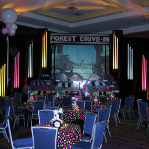 A room full of Drive In Banquet tables and chairs.