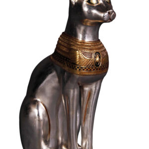 A statue of the Egyptian Cat on a white background.