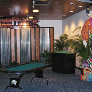 A table with a Golden Nugget Entrance on it.