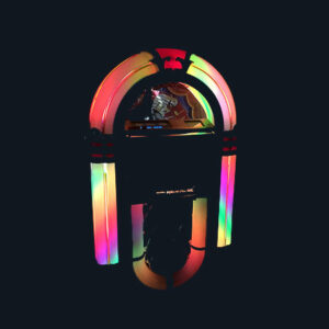 A Live Jukebox with colorful lights on it.