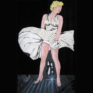 A painting of Marilyn Monroe in a white dress called Character Flats.