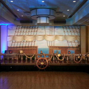 A ballroom decorated with a Sailing Ship theme.