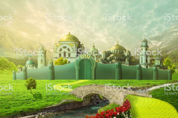 The Emerald City Backdrop stock photo.