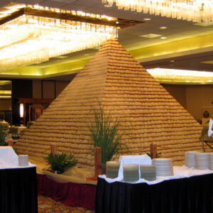 A large Pyramid product made of bread.