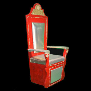 A red and silver Baby Throne.