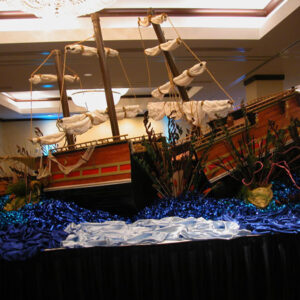 A Shipwreck Scene on a table in a room.