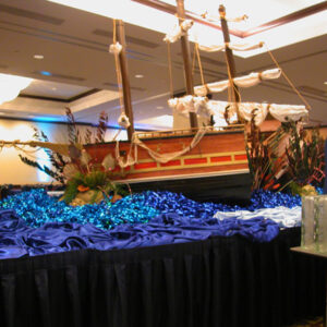 A Shipwreck Scene on a table in a room.