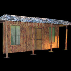 A 3d model of a Small Storefront on a black background.