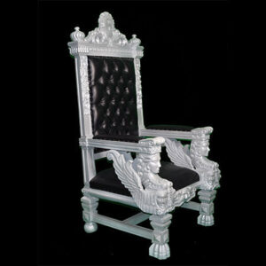 A silver and black Baby Throne chair.