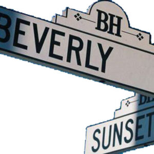 A Hollywood Street Signs with the words beverly rd and sunset rd.