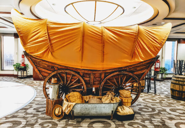 A Chuck Wagon sitting on a table in a room.