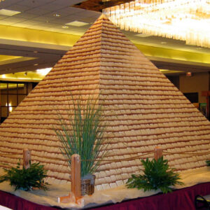 A pyramid made of Cargo Boxes.