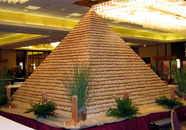 A pyramid made of Cargo Boxes.