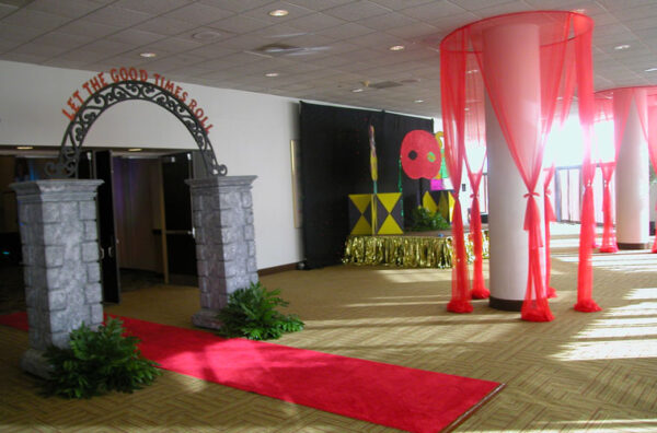 A Mardi Gras Entrances in a room.