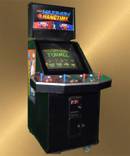 A black and gold arcade machine offering Arcade games for rent. Arcade Games