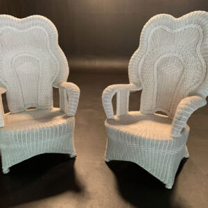 White wicker throne chairs