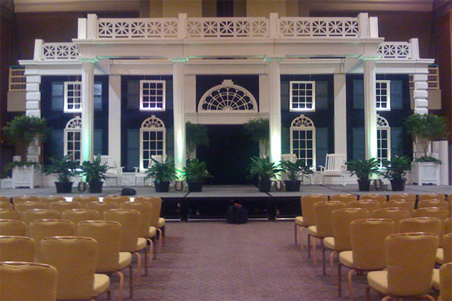 A stage set up for a performance.