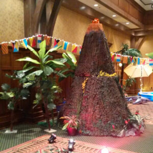 A Volcano in the lobby of a hotel.