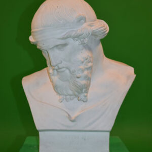 Busts of a man with a beard on a green background.