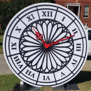 A Giant Clock with roman numerals on it.